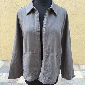 $475 Vintage JOHNNY WAS Gray Linen Two-Piece Jacket Cargo Pants Set Sz XS/S